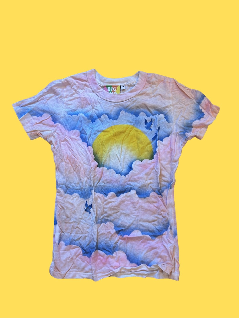 Big Bud Press airbrush Pastel Cloud & Sunrise Tee - Pink, Blue, Yellow